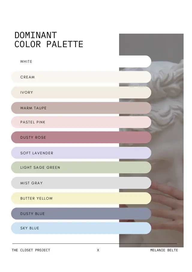 Color palette page from the guide to The Angelic One