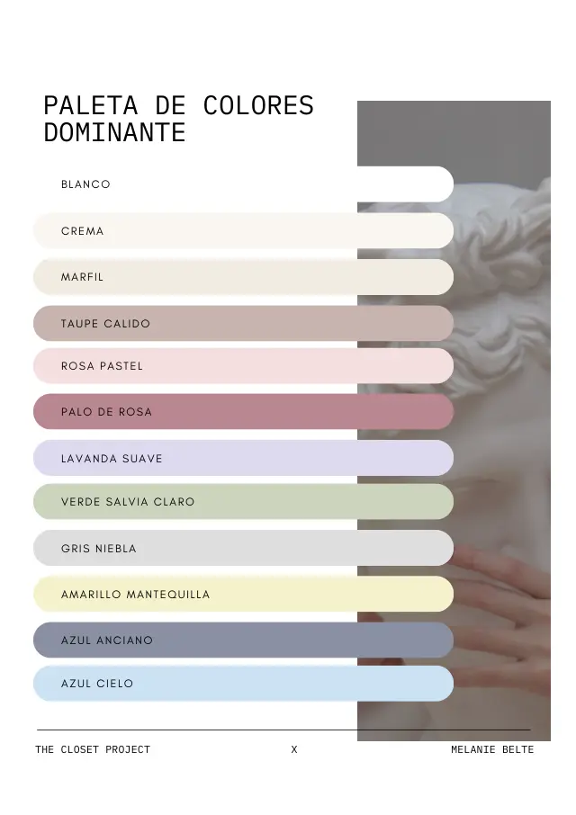 Página de la paleta de colores de la guía de La Angelical