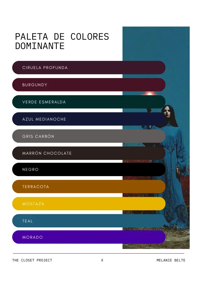 Página de la paleta de colores de la guía de La Hechicera