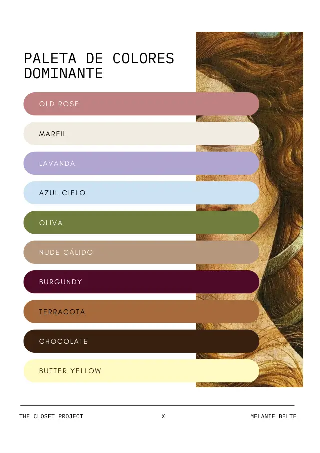Página de la paleta de colores de la guía de La Musa